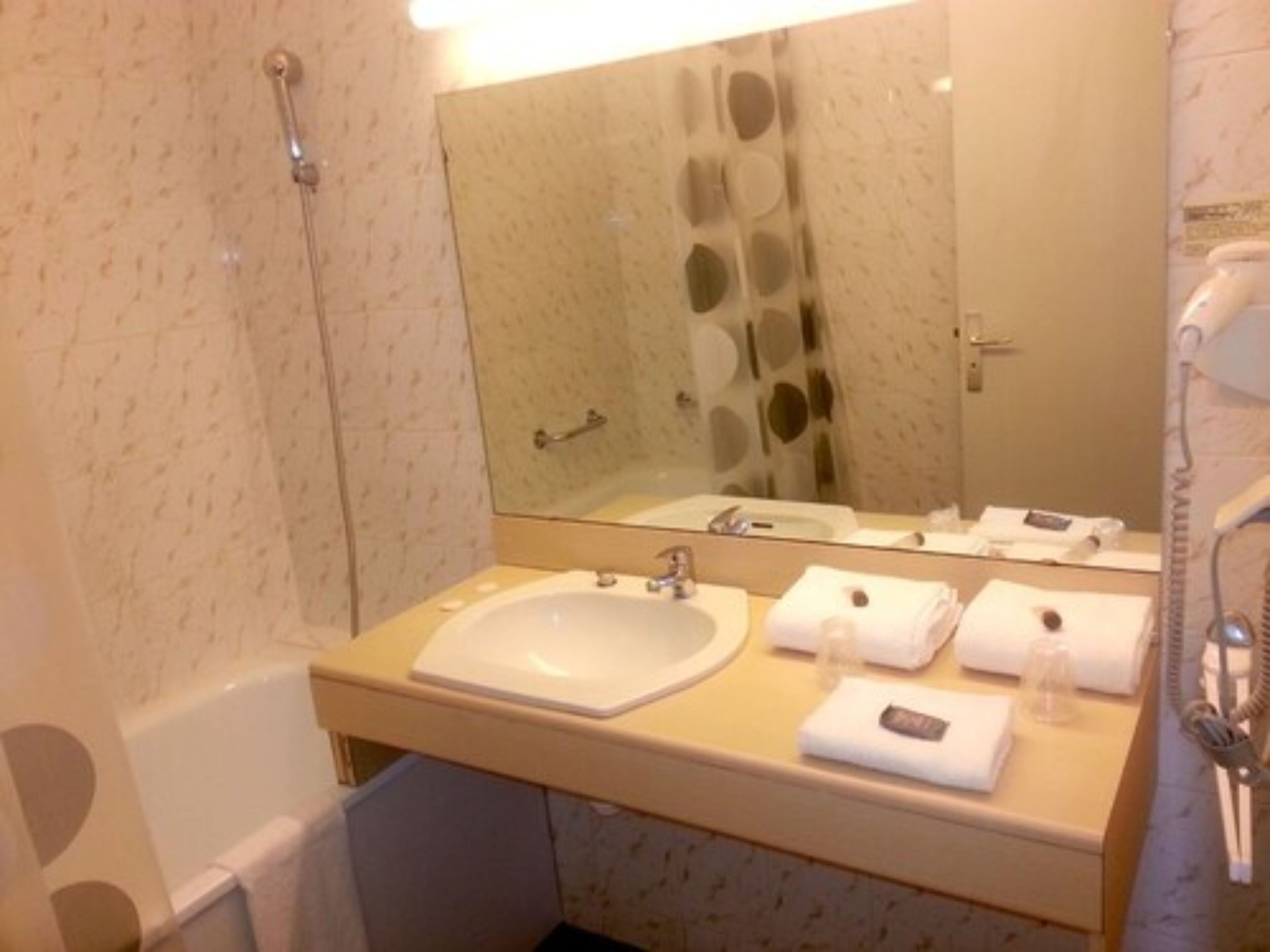 free toiletries, hair dryer, towels