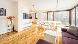 Family Apartment, 1 Bedroom, Balcony, River View | Living area - Hotel Sharingham (Brno)