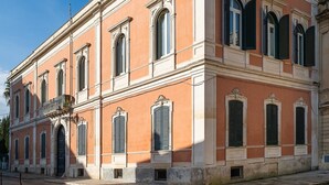 A historic building with a symmetrical facade, large windows, and a central entrance with a decorative arch. - Palazzo De Giorgi (Lecce)