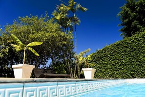 Outdoor pool, pool loungers