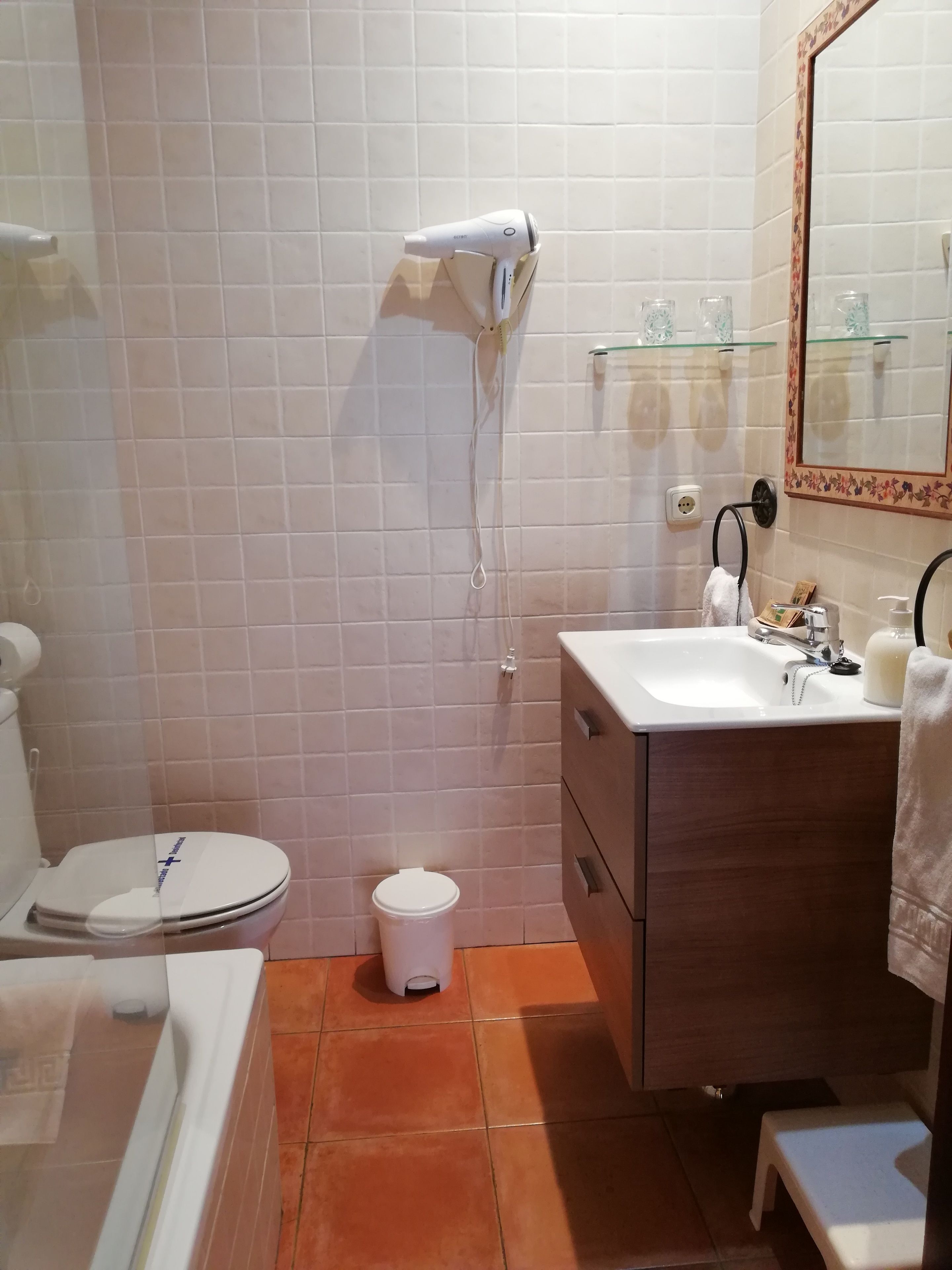 double room | bathroom | bathtub, hair dryer, towels