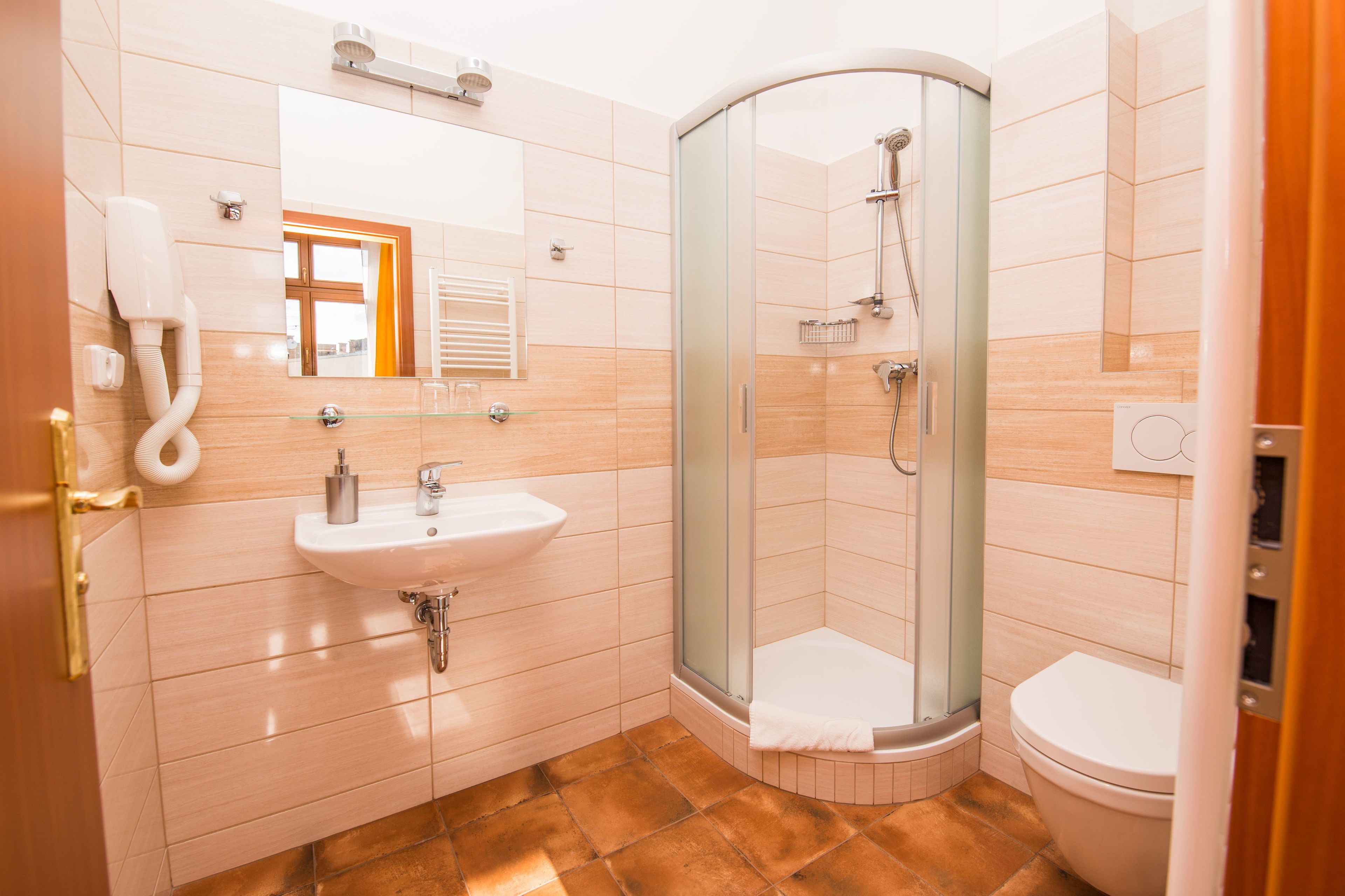 triple room | bathroom | hair dryer, towels