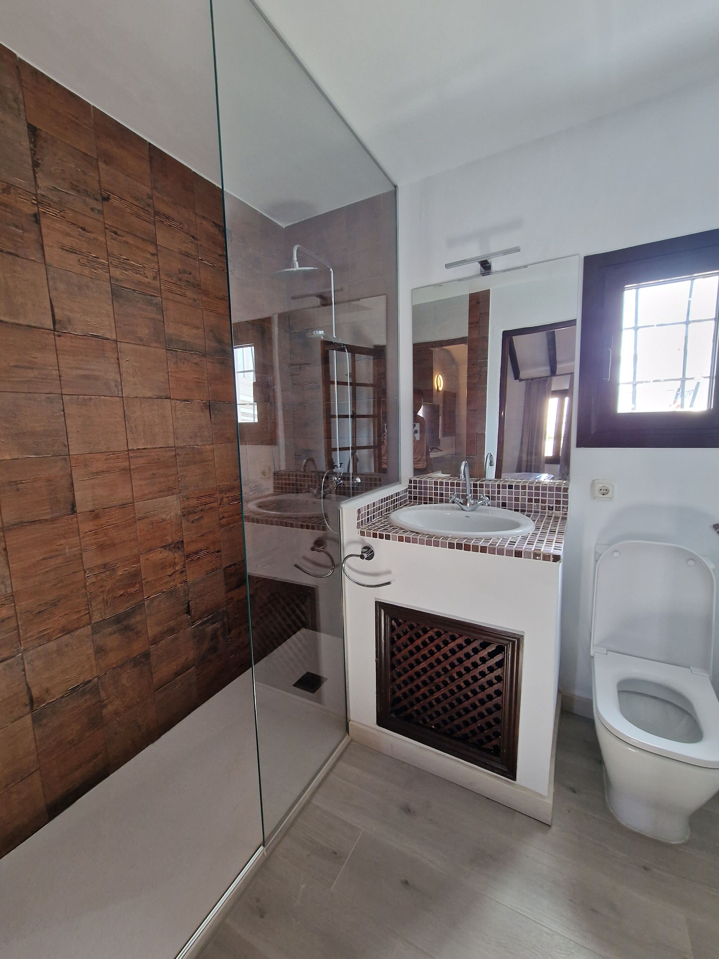 superior double room | bathroom | hair dryer, towels, soap, toilet paper