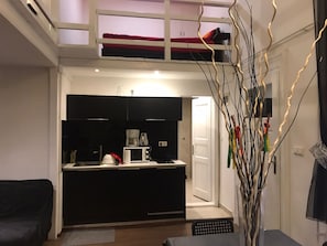Apartamento (Lazar Opera, Lazar Utca 18) | Cocina básica privada | Frigorífico, microondas, placa de cocina y cafetera o tetera