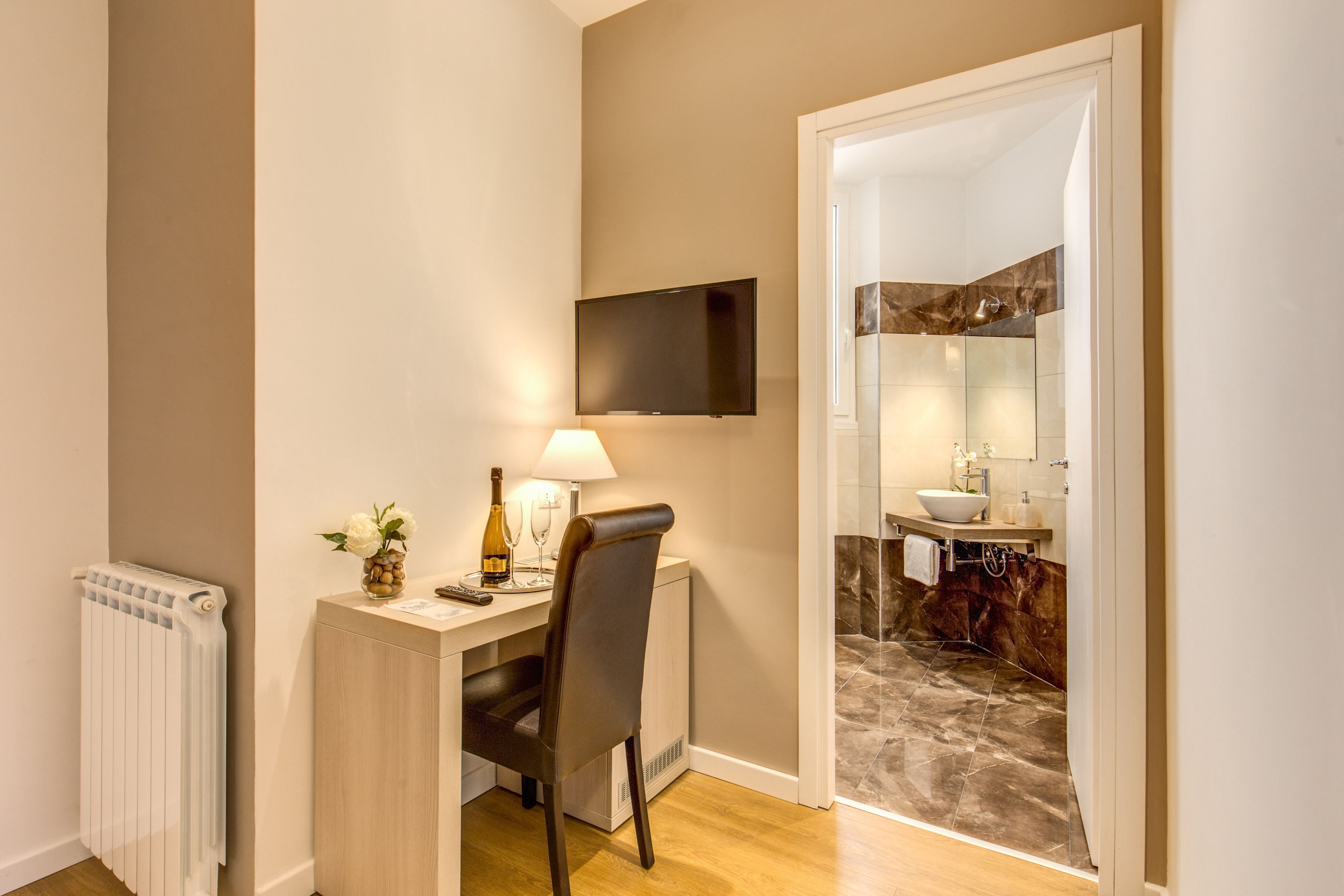 Premium bedding, down comforters, memory foam beds, minibar