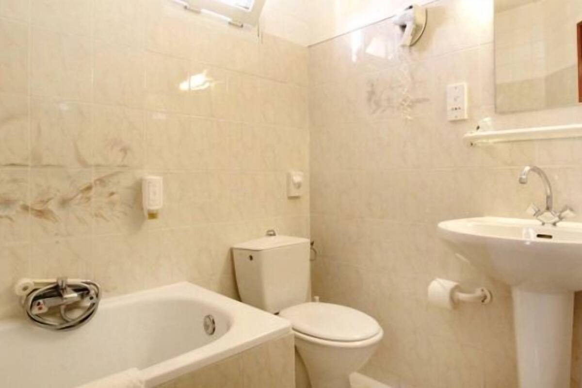 free toiletries, hair dryer, towels