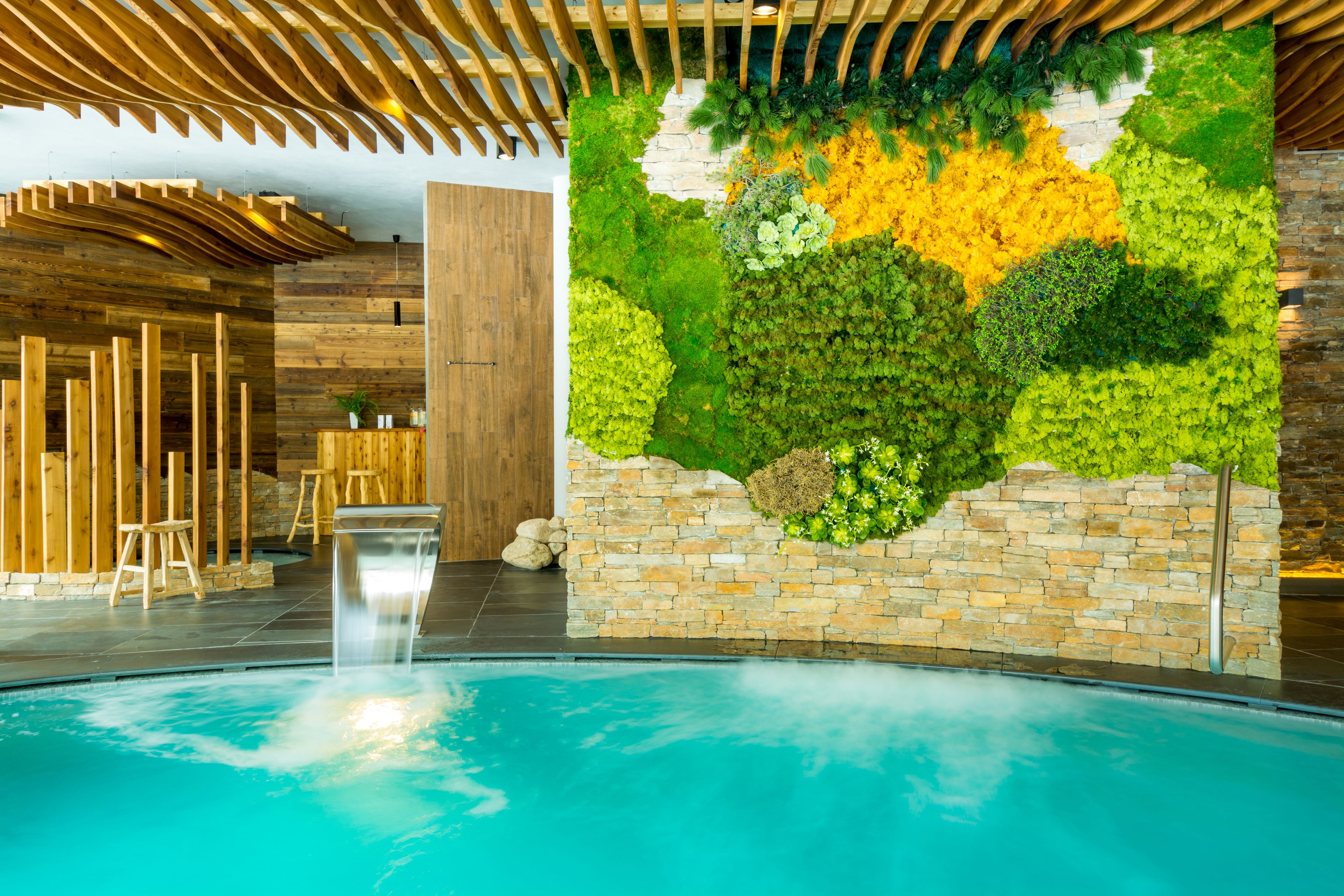 indoor pool, pool loungers