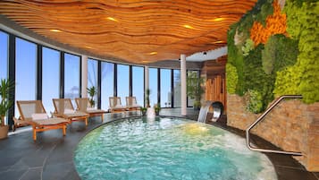 Indoor pool, sun loungers