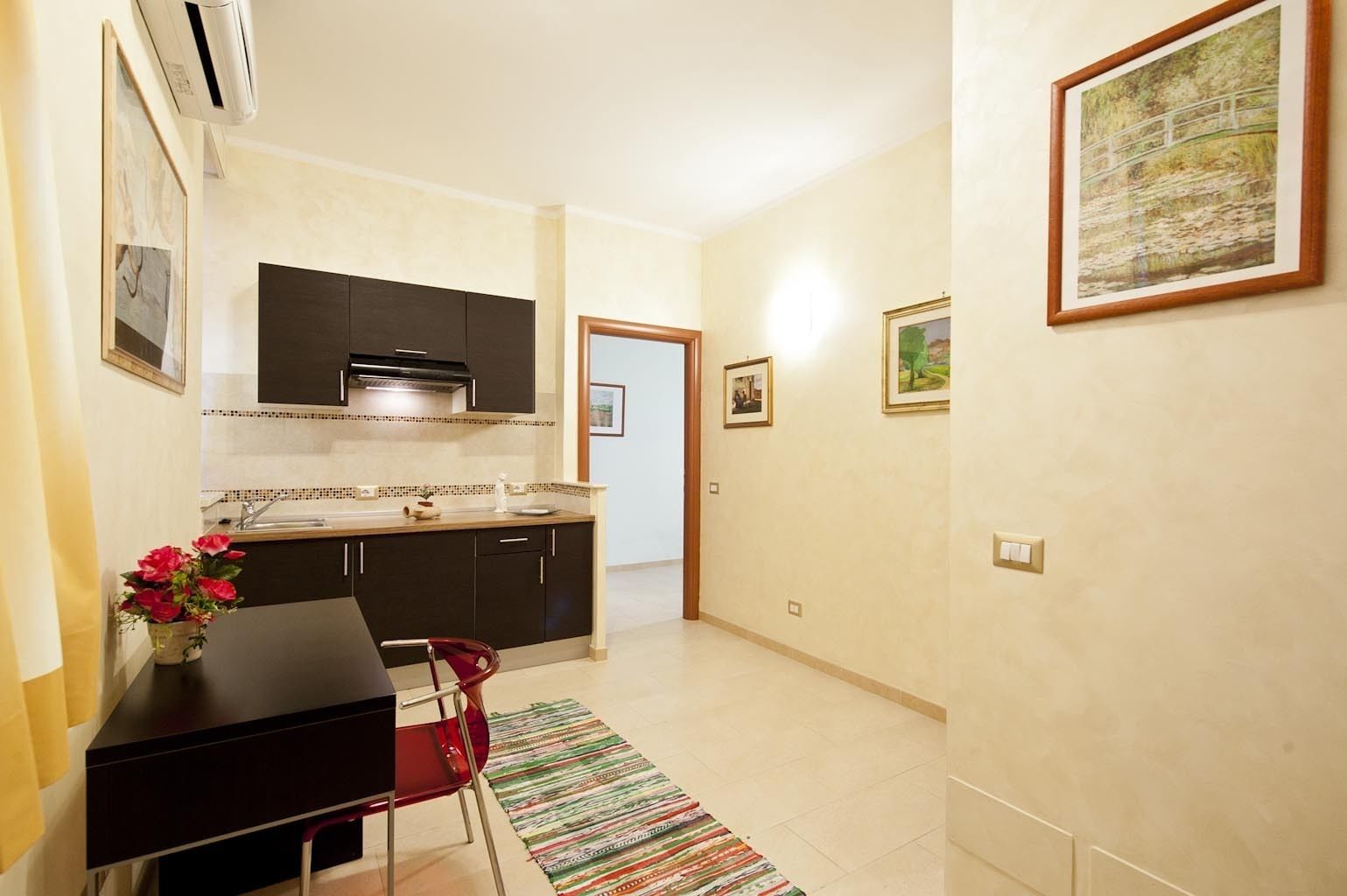 Fridge, microwave, coffee/tea maker