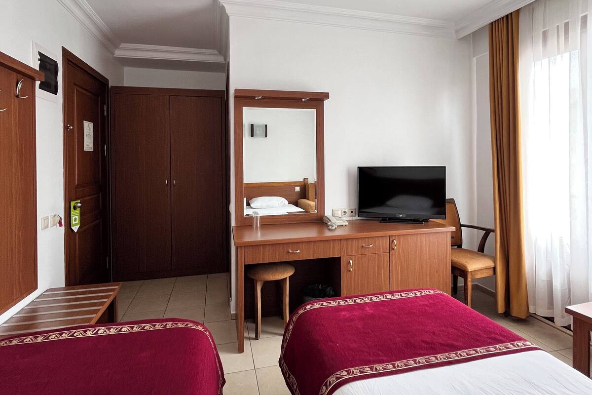 Double or Twin Room with Sea View | Minibar, caja de seguridad en la habitación y escritorio 