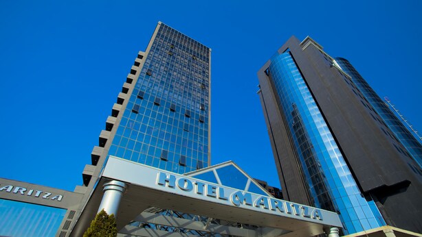 A hotel with a modern glass facade and a prominent sign reading "HOTEL MARITA". - Hotel Maritza (Plovdiv)