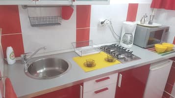 Deluxe Studio Suite | Private kitchen | Fridge, microwave, coffee/tea maker, electric kettle