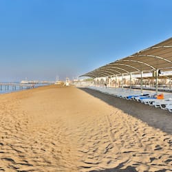 Private beach, sun-loungers, beach umbrellas, beach volleyball