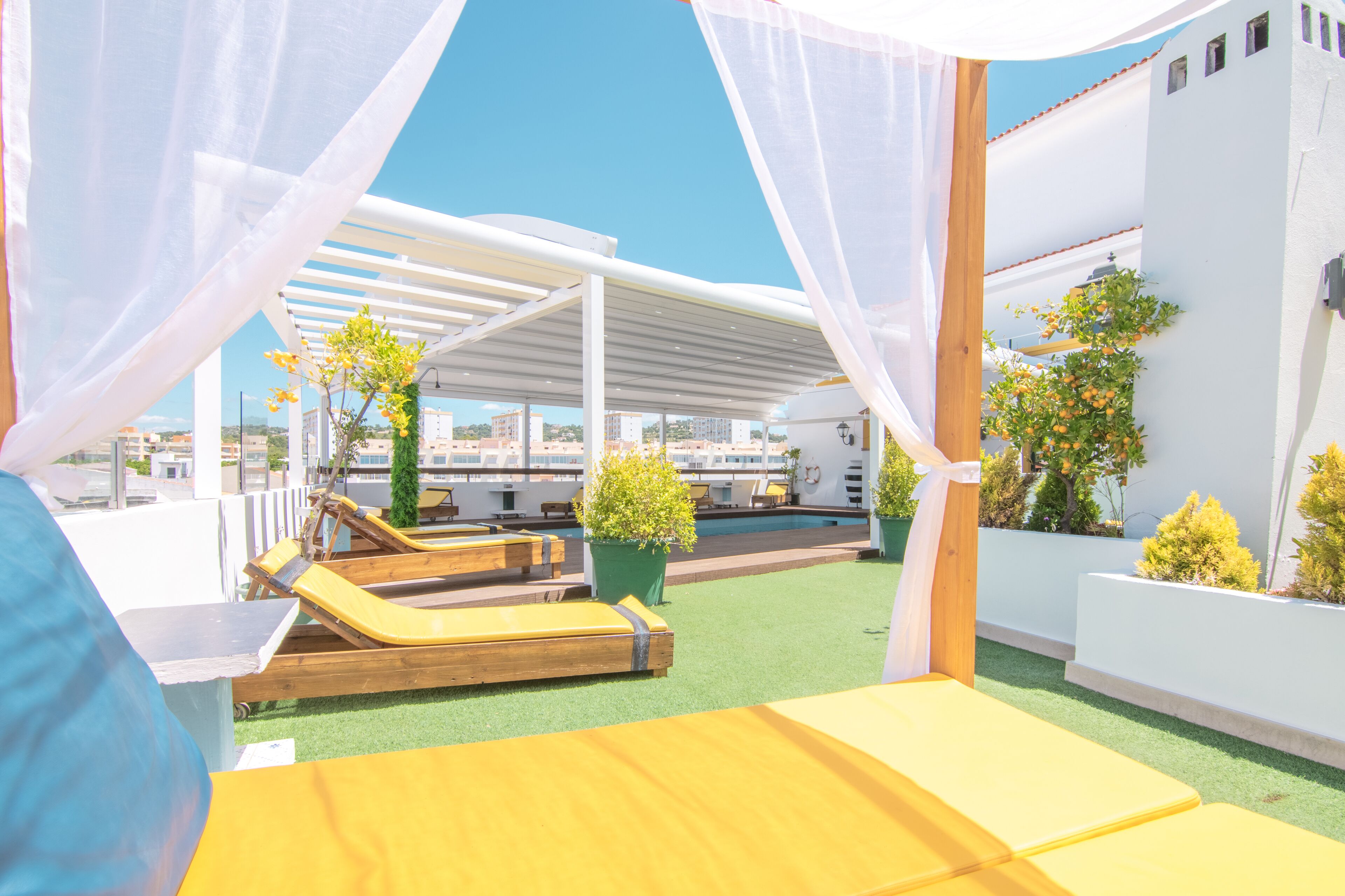 Outdoor pool, open 8 AM to 8 PM, sun loungers