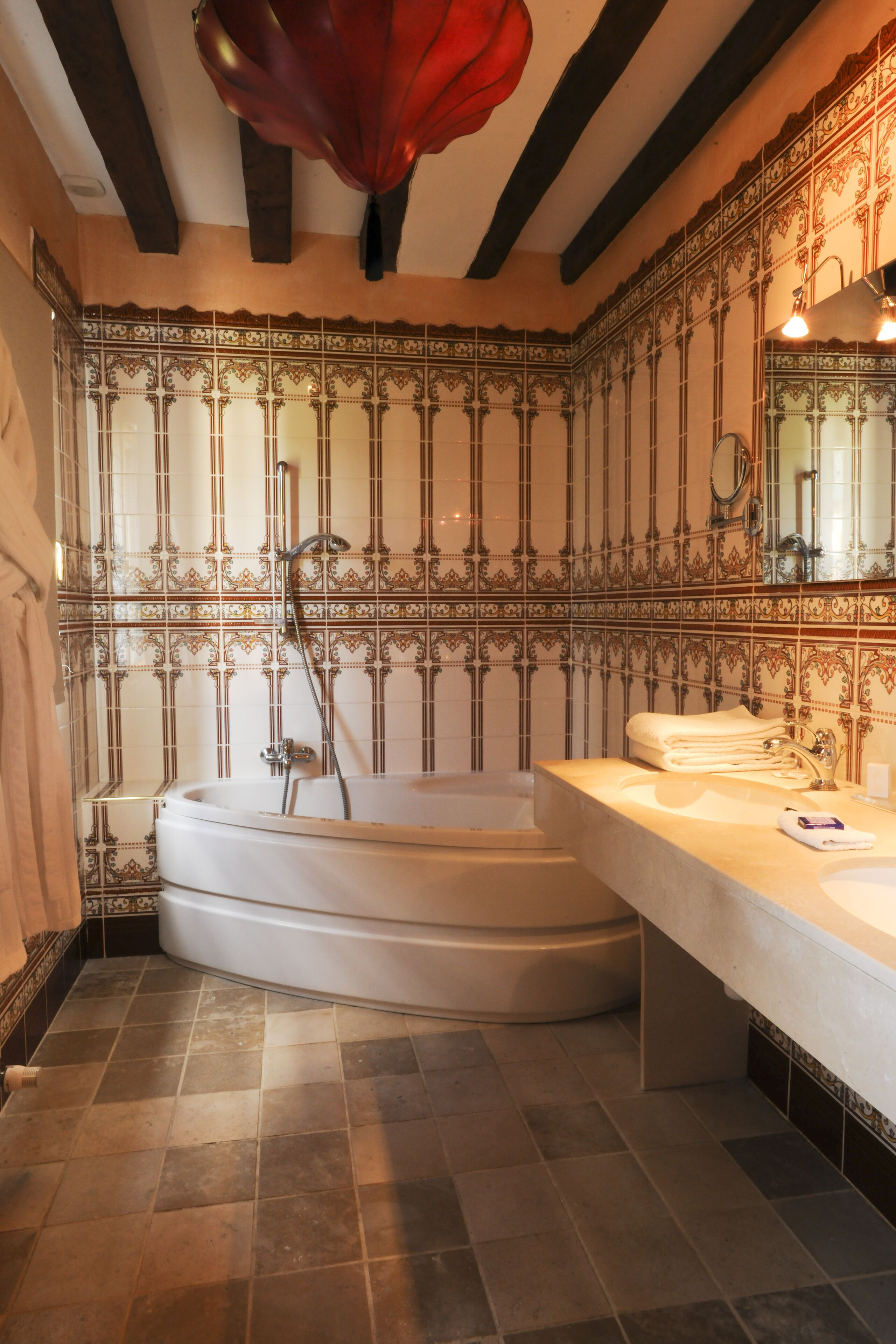 junior double suite | bathroom | designer toiletries, hair dryer, bathrobes, towels