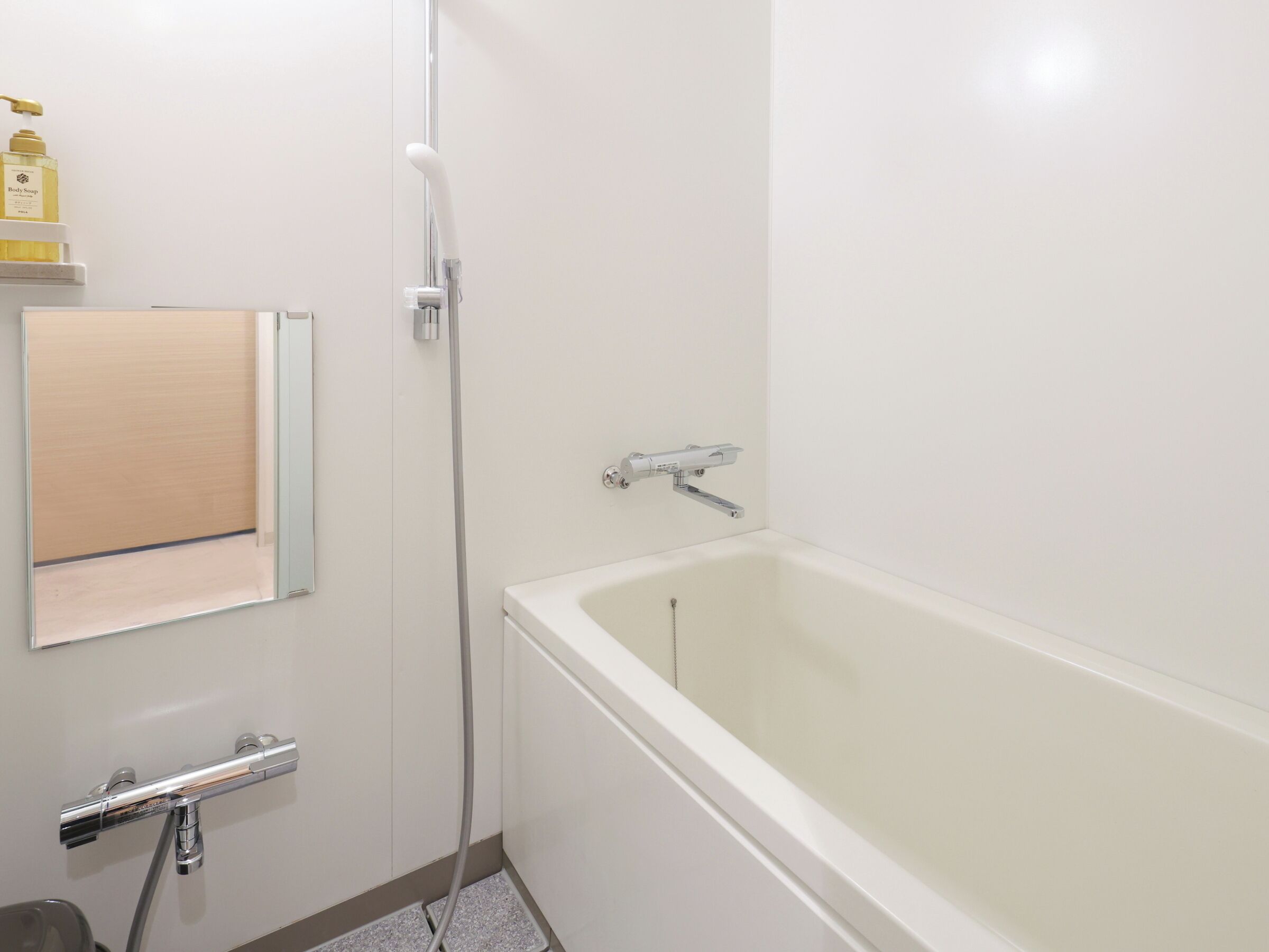 Un baño con bañera, ducha, inodoro y espejo.