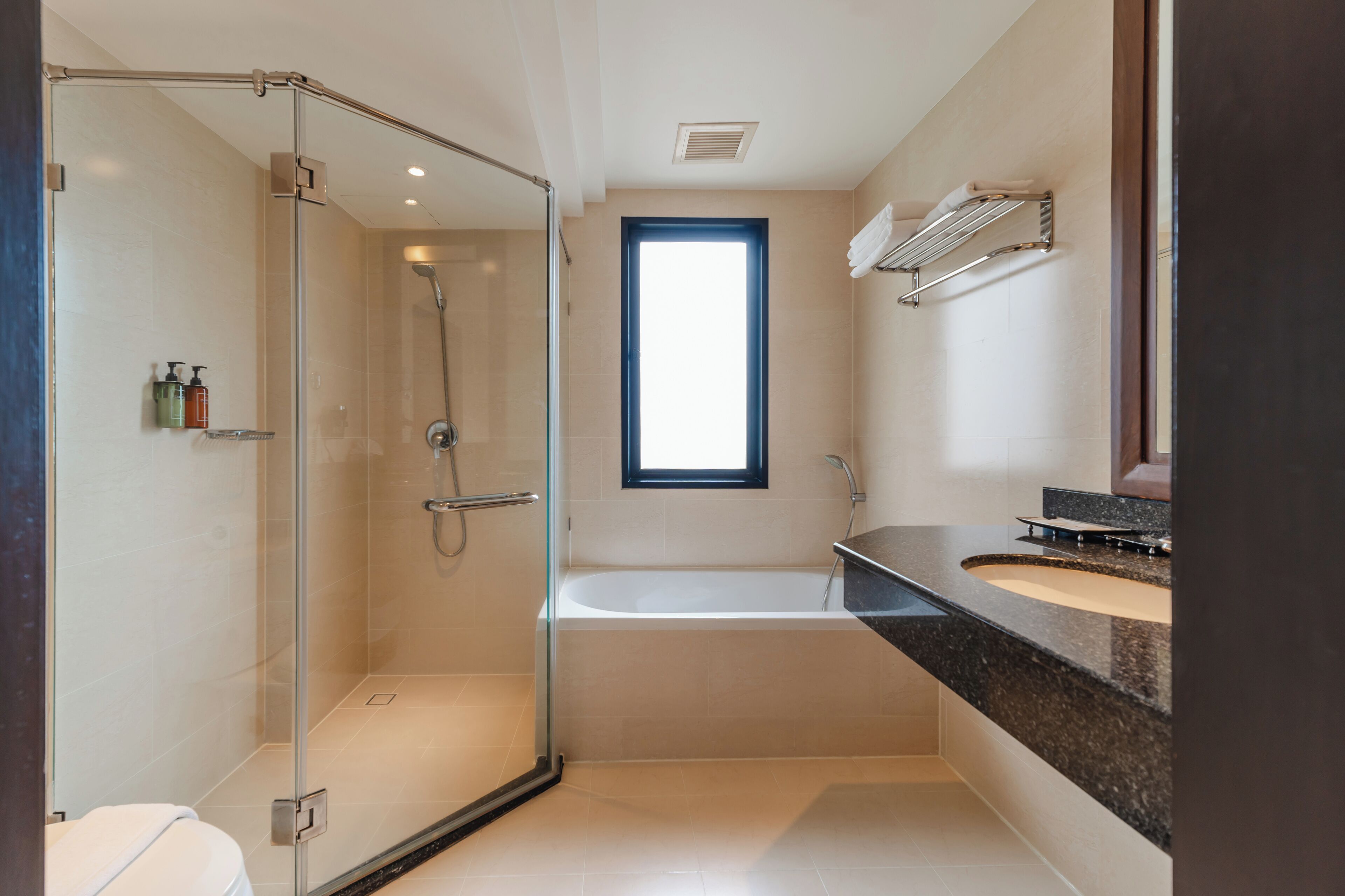 superior room, 1 king bed | bathroom | shower, free toiletries, hair dryer, towels