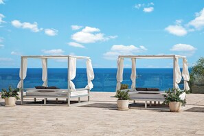 Indoor pool, outdoor pool, sun loungers
