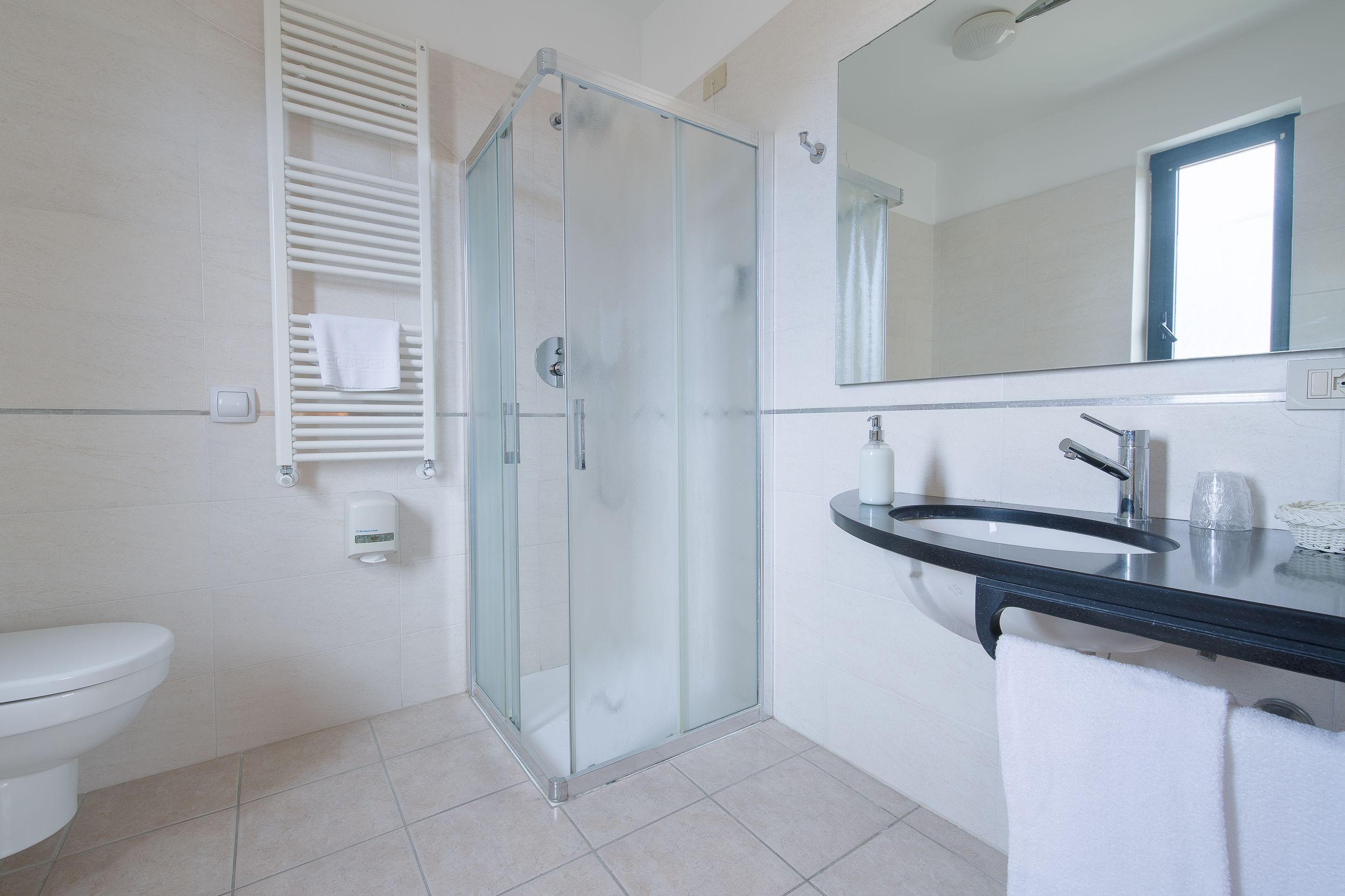 shower, rainfall showerhead, hair dryer, bidet