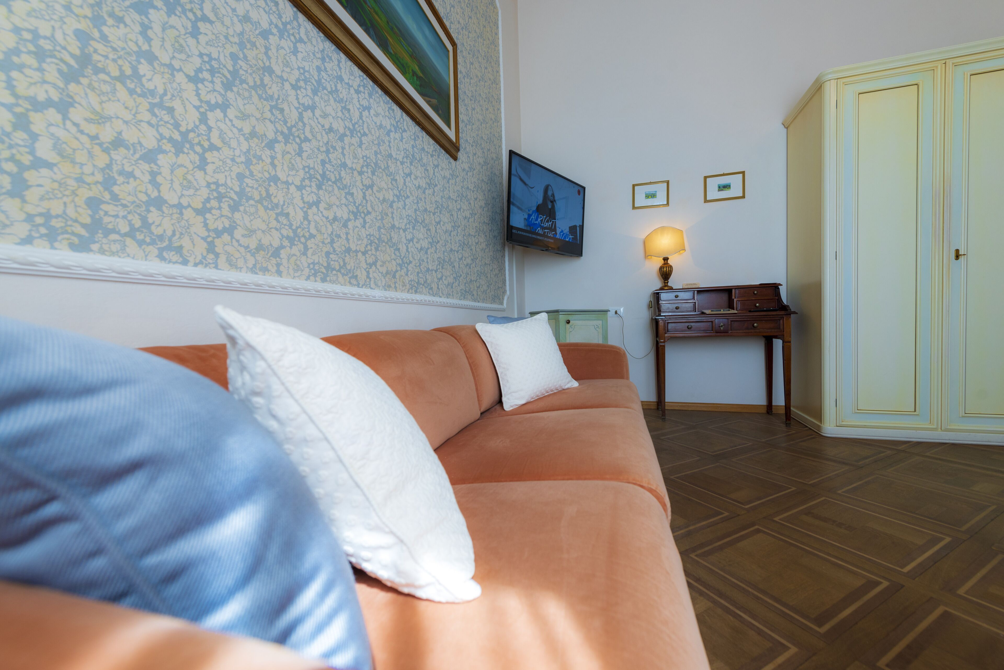 deluxe double room (sofa bed) | living area | 42-inch flat-screen tv with digital channels, tv