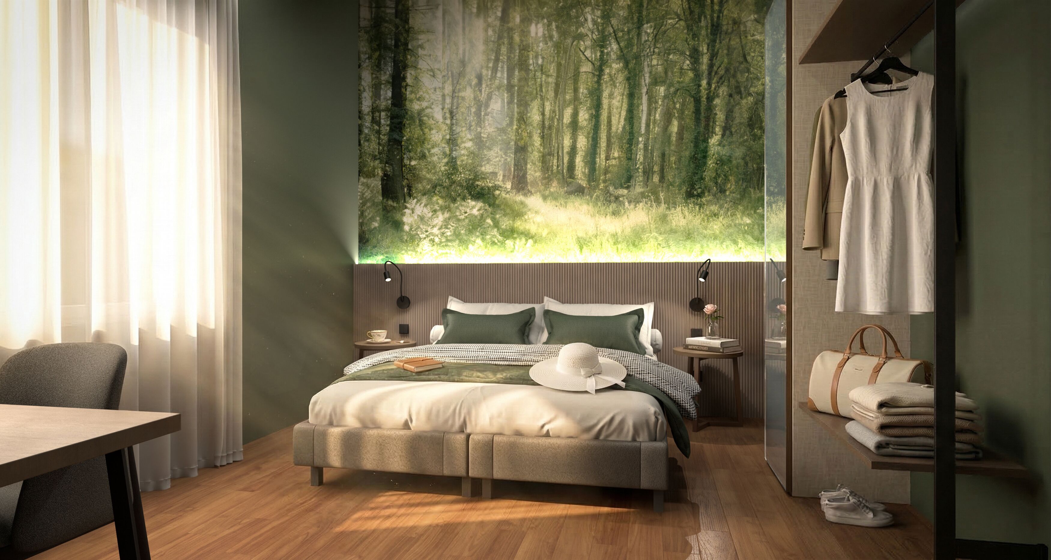 Minibaari, tallelokero huoneessa, työpöytä