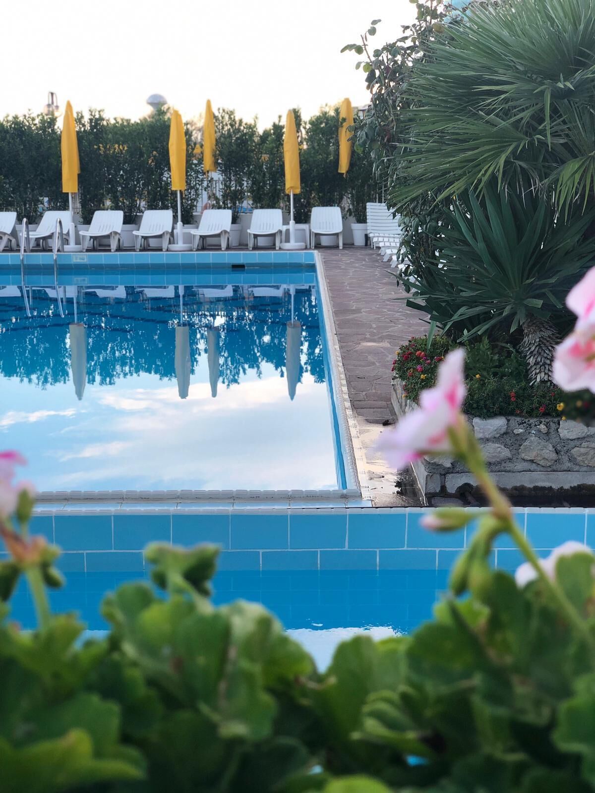 outdoor pool, pool loungers