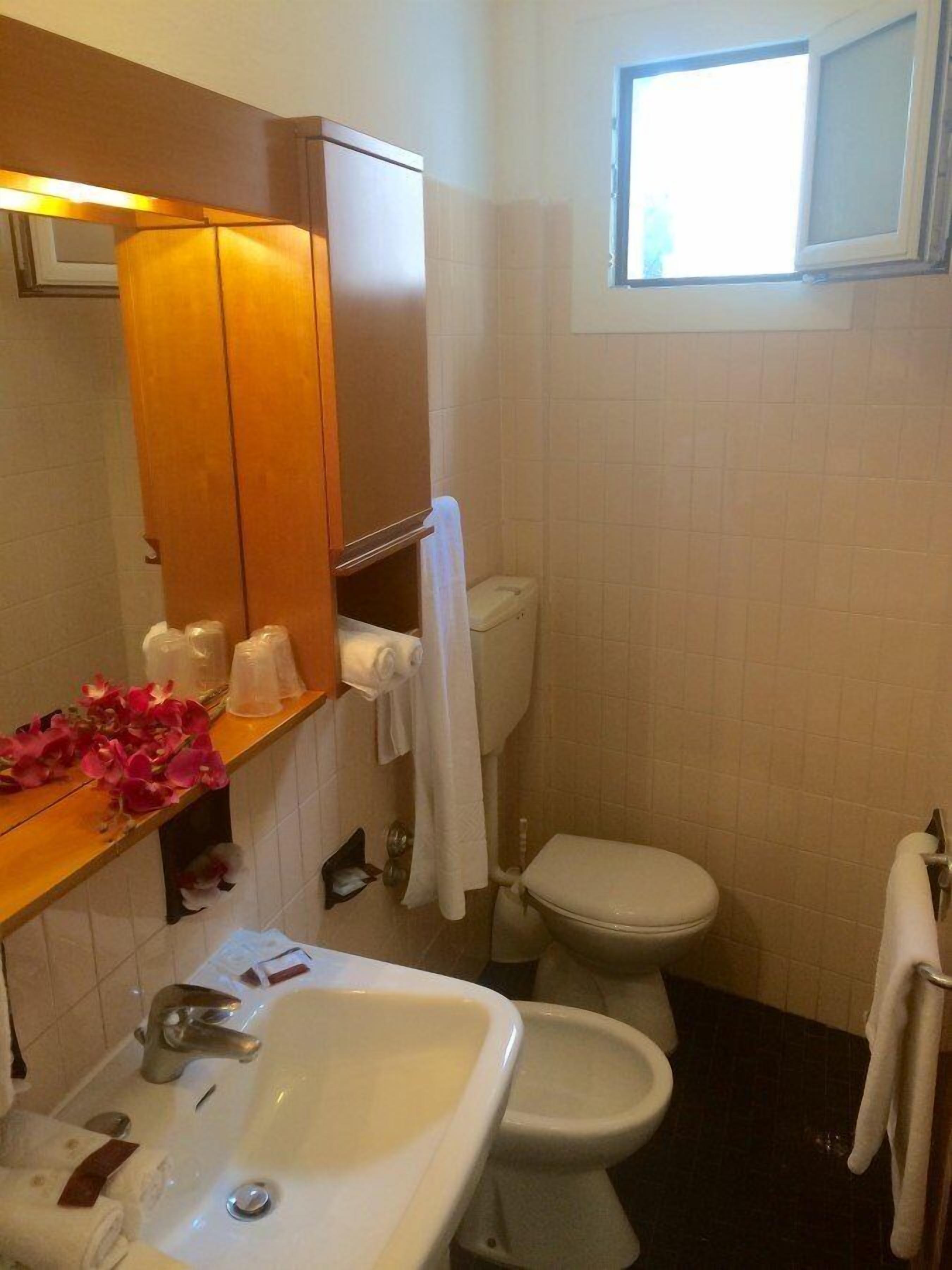 shower, free toiletries, hair dryer, bidet