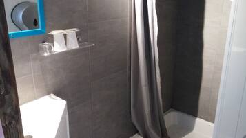 Shower, free toiletries, towels