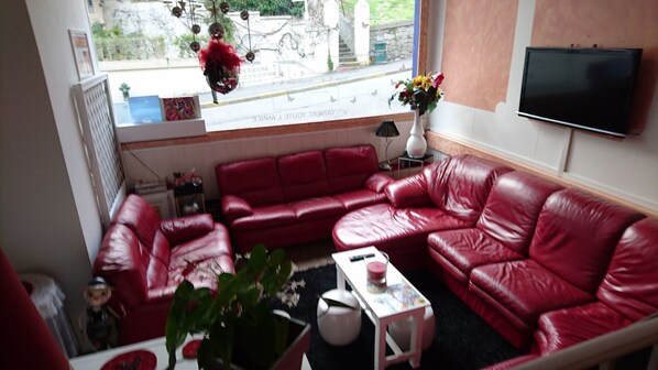 50-cm TV with cable channels, first-run films