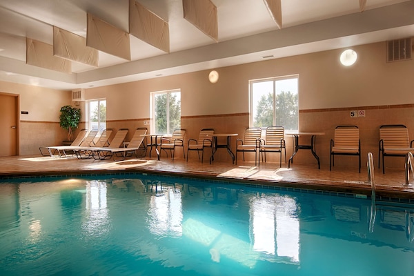 Indoor pool, open 8:00 AM to 10:00 PM, sun loungers