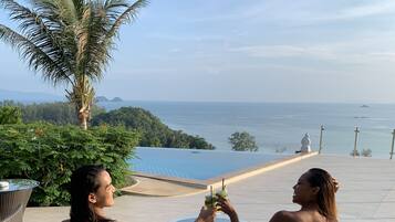 Frühstück, Mittagessen, Abendessen, Blick auf den Pool