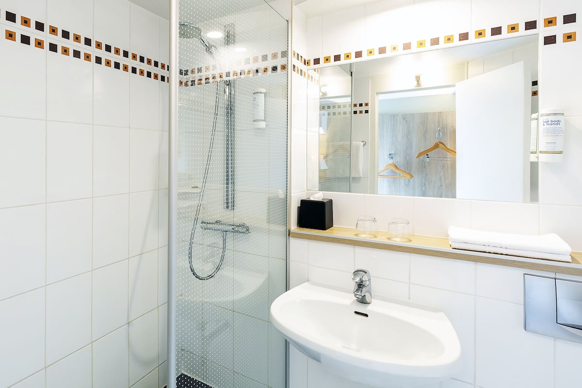 Chambre Standard, 1 grand lit, non-fumeur | Salle de bain | Douche, douche cascade, articles de toilette (gratuits)