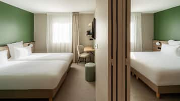Soundproofing, iron/ironing board, free cots/infant beds, bed sheets