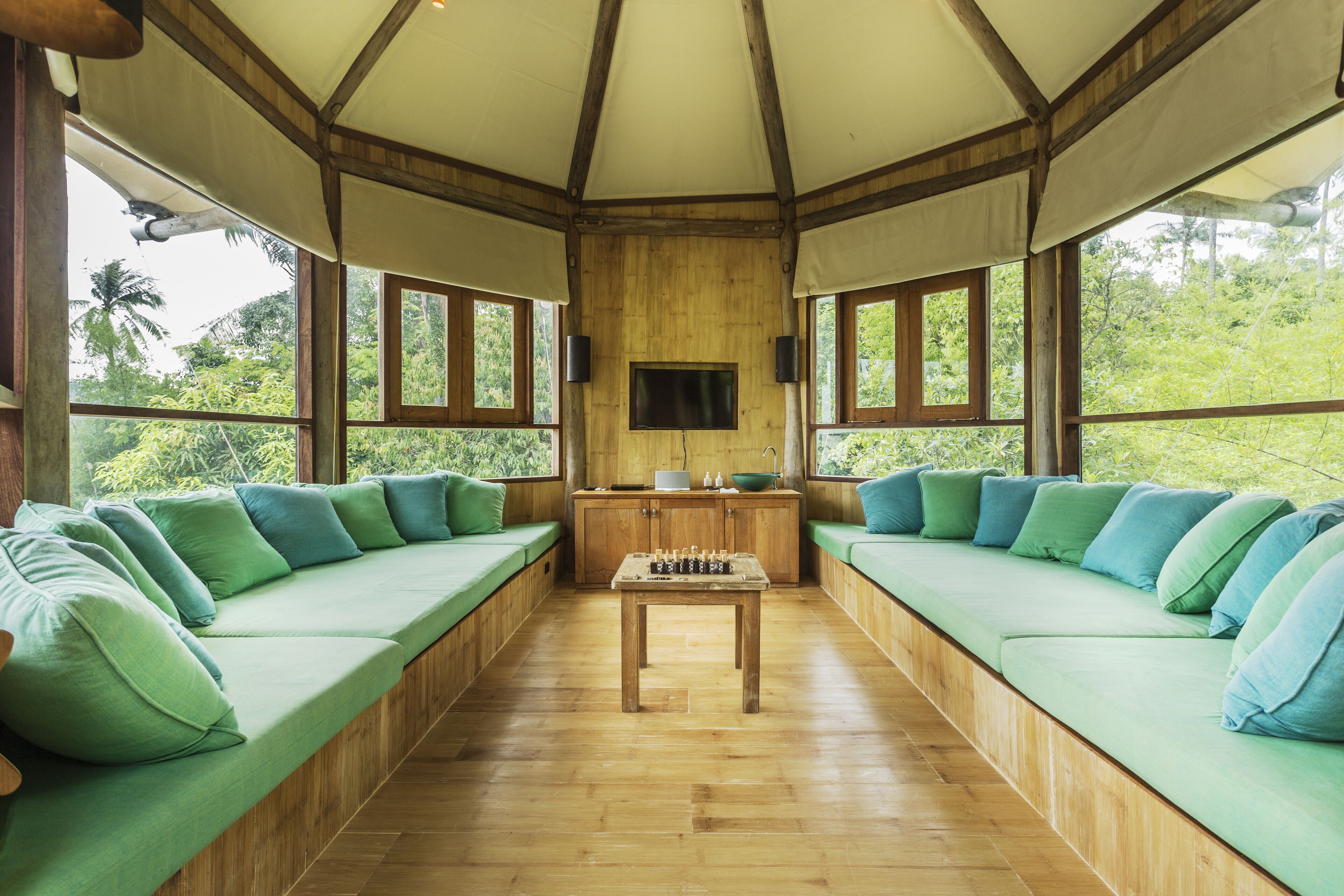 2 bedroom junior beach pool retreat | living area | 42-inch lcd tv with cable channels, tv, dvd player