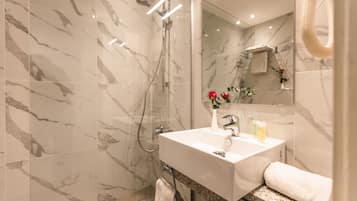 Free toiletries, hair dryer, bidet, towels