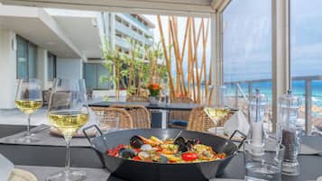 Breakfast and dinner served, beach views