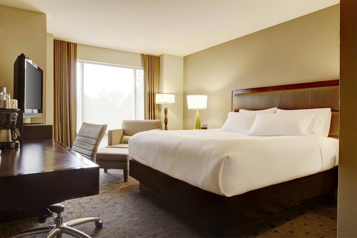 Hypo-allergenic bedding, down duvets, pillow-top beds, desk