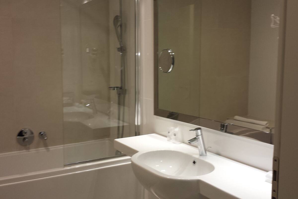 free toiletries, hair dryer, slippers, towels