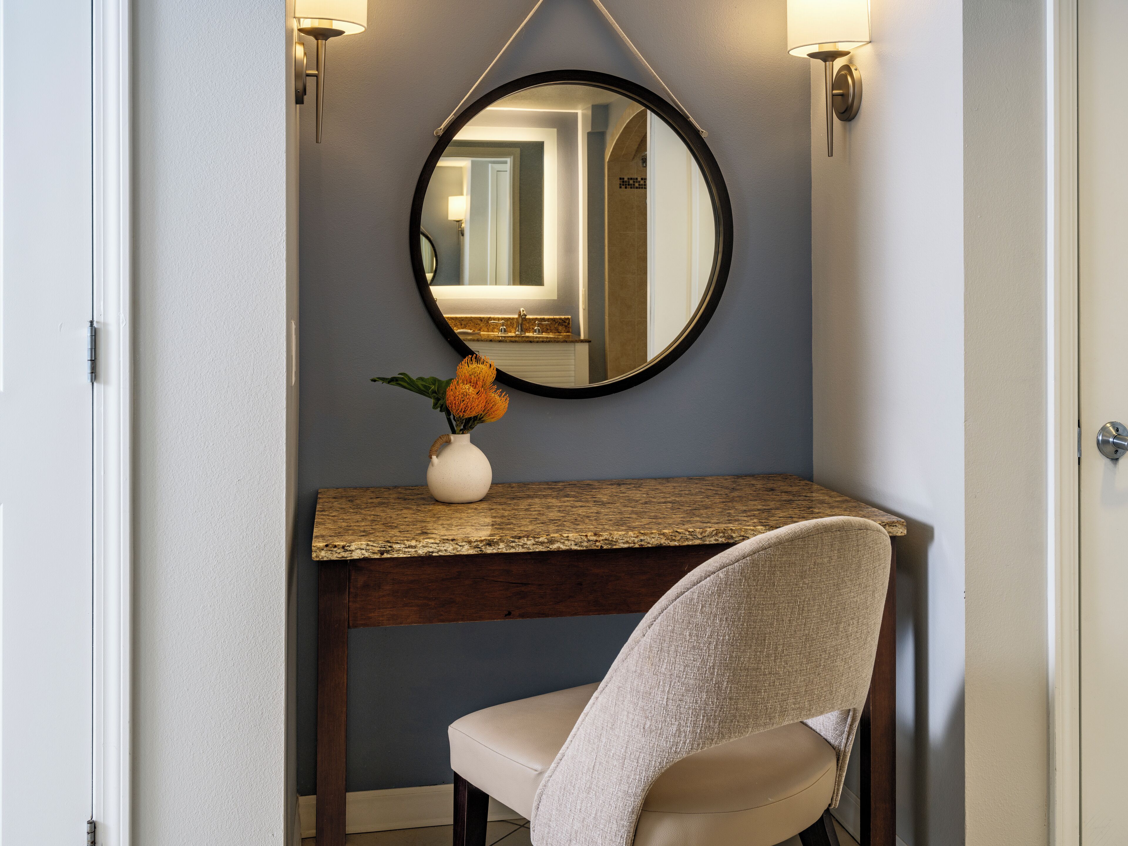 down duvets, pillow-top beds, in-room safe, desk