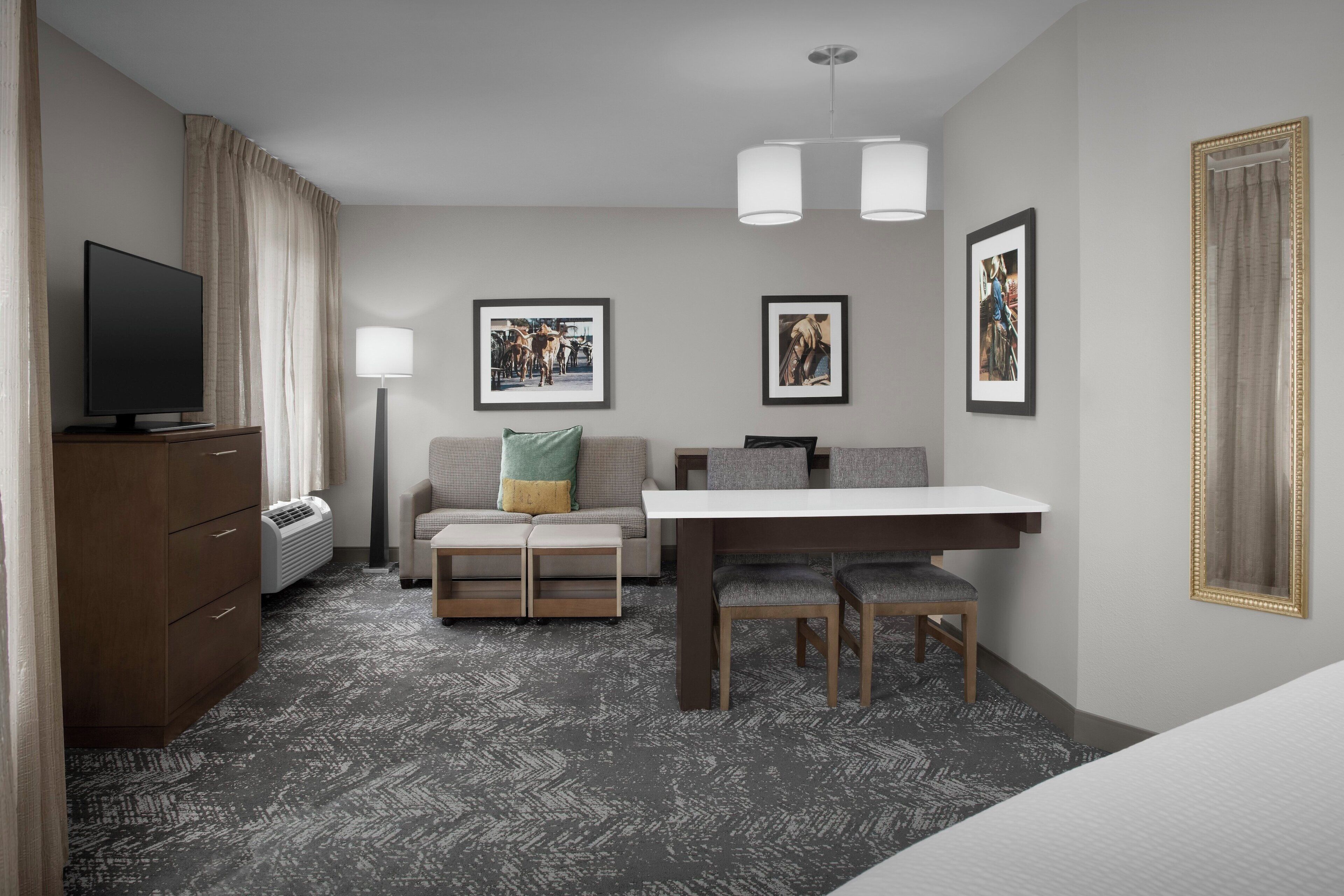 studio suite, 1 queen bed, accessible, kitchen (mobil tub) | in-room safe, desk, laptop workspace, iron/ironing board