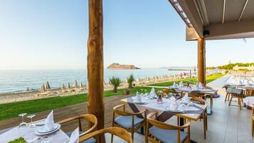 Breakfast, lunch, dinner served; Greek cuisine, beach views