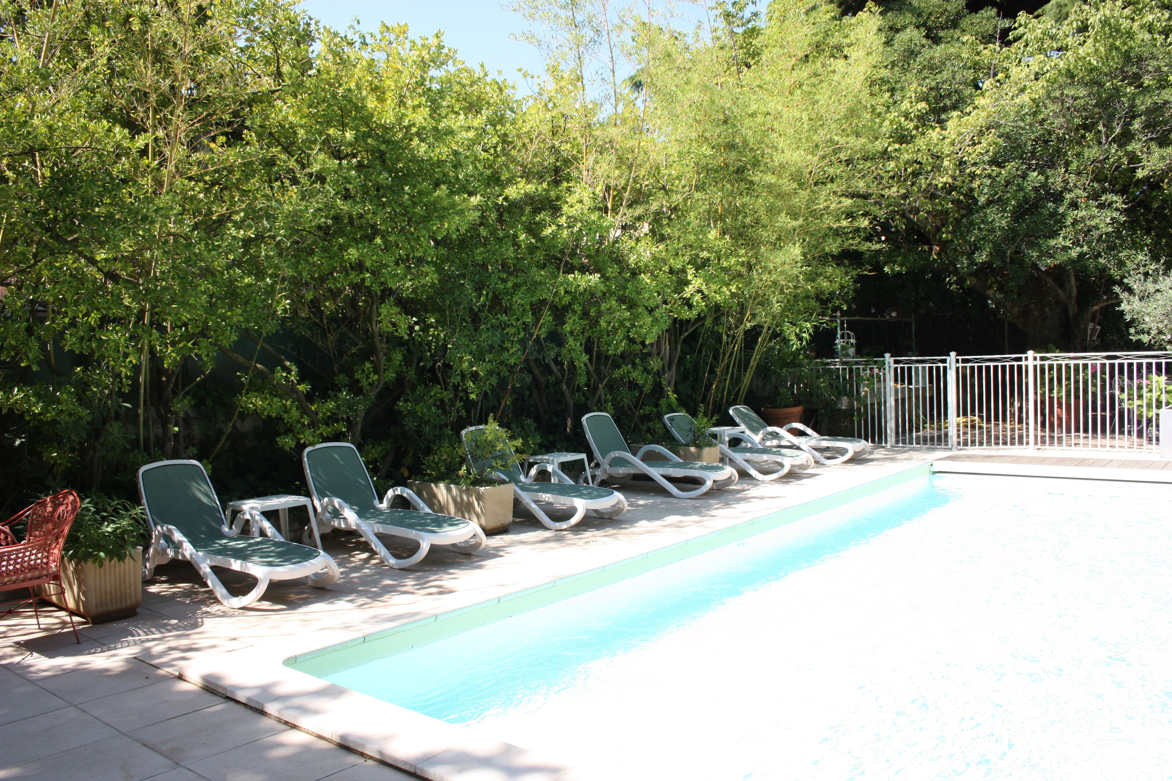 outdoor pool, open 10:00 am to 8:00 pm, pool loungers