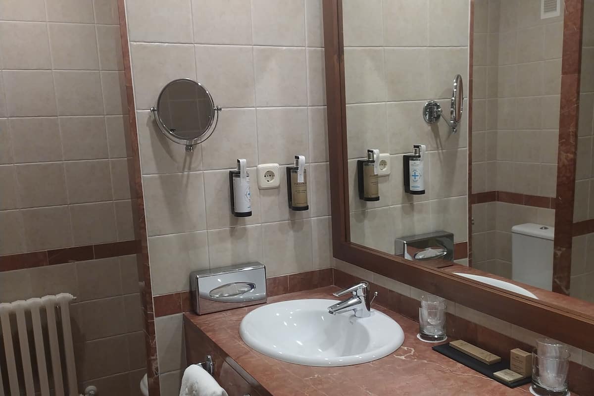 combined shower/bathtub, eco-friendly toiletries, hair dryer, bidet