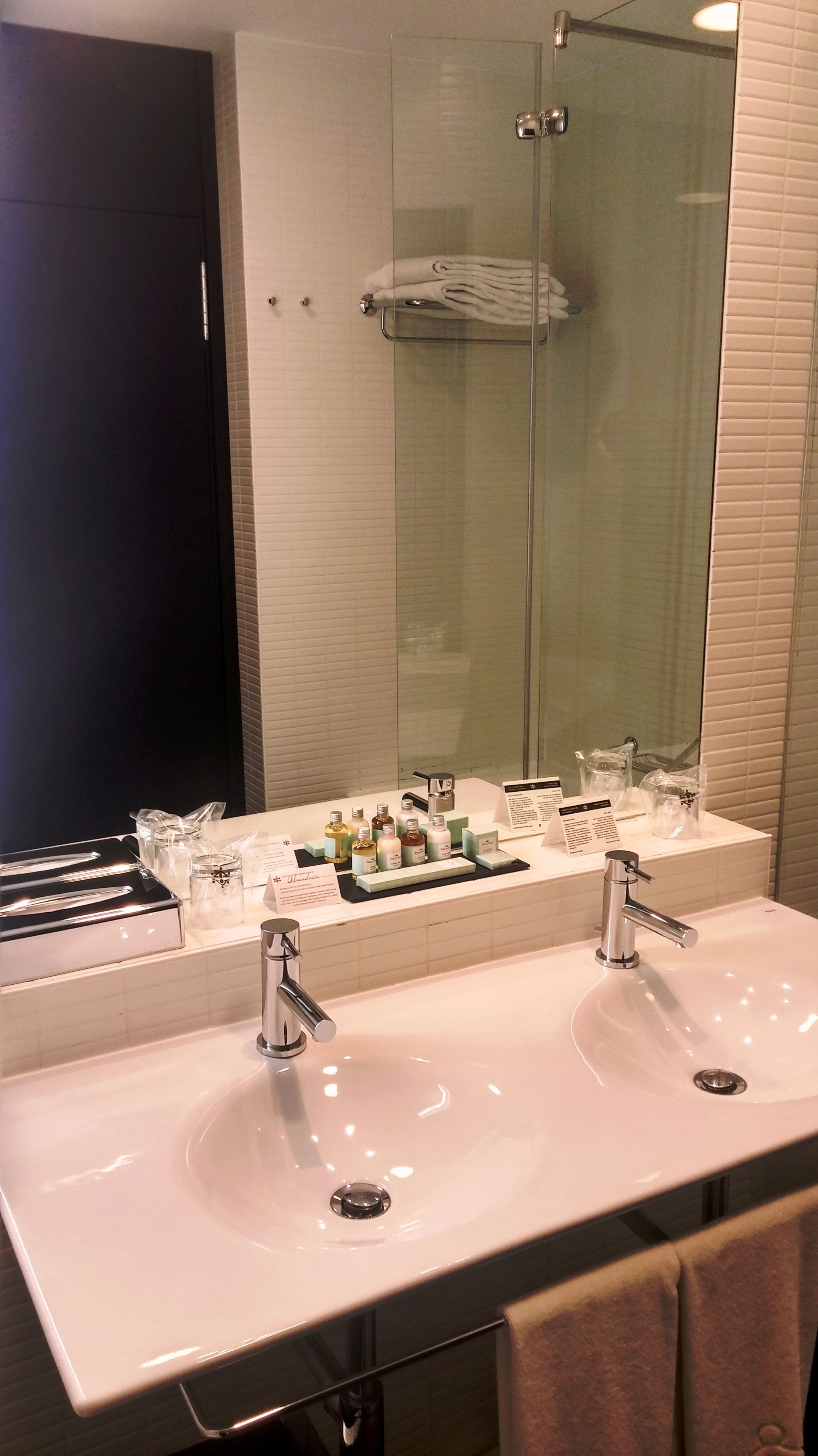 free toiletries, hair dryer, bidet, towels