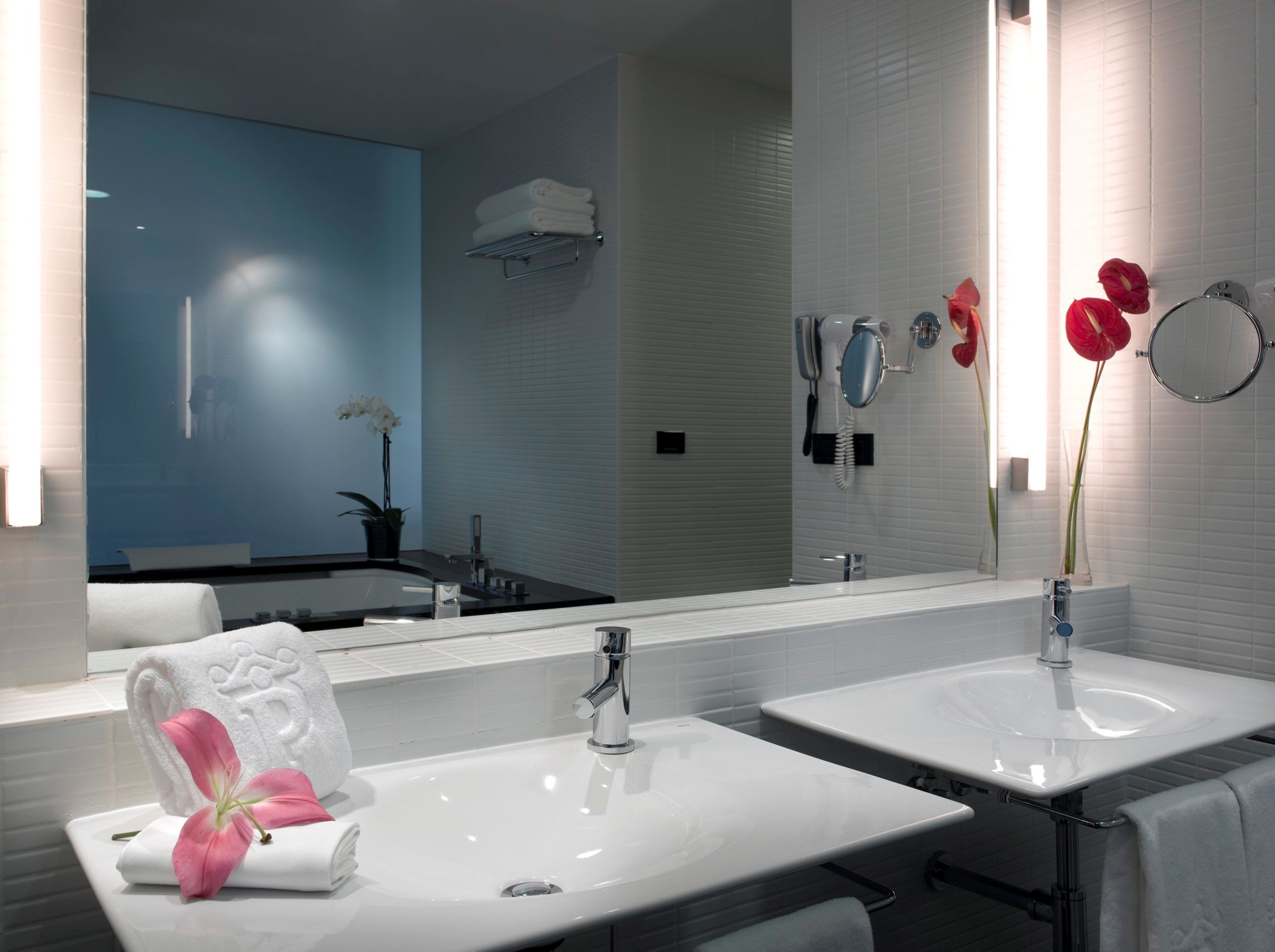 free toiletries, hair dryer, bidet, towels