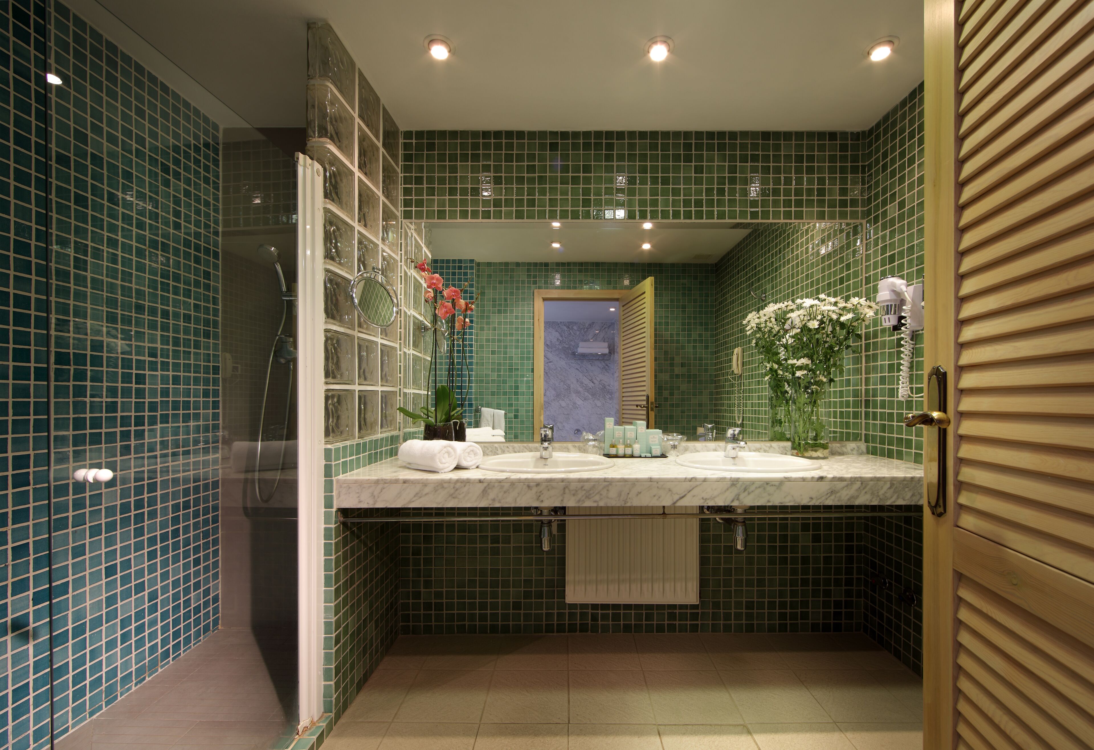 free toiletries, hair dryer, towels, soap