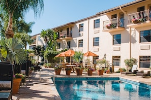 Outdoor pool, pool loungers