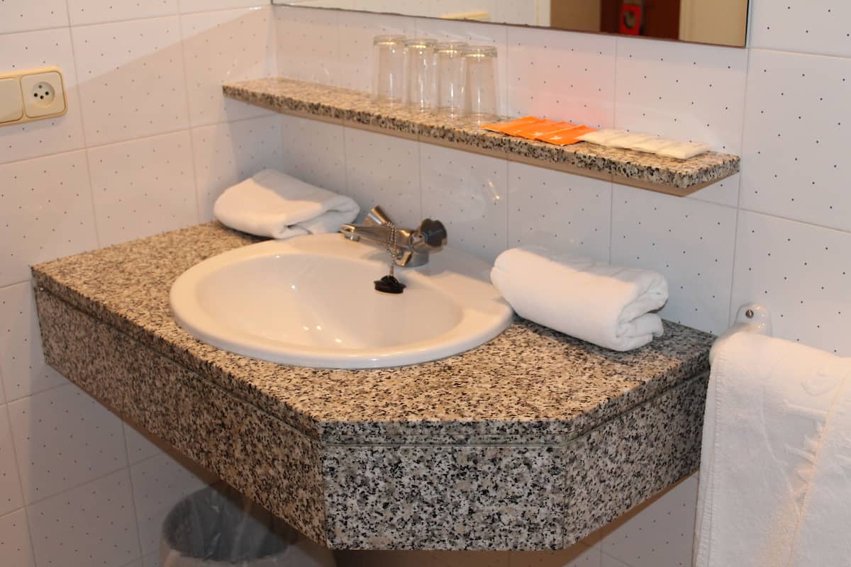 combined shower/bathtub, free toiletries, hair dryer, bidet
