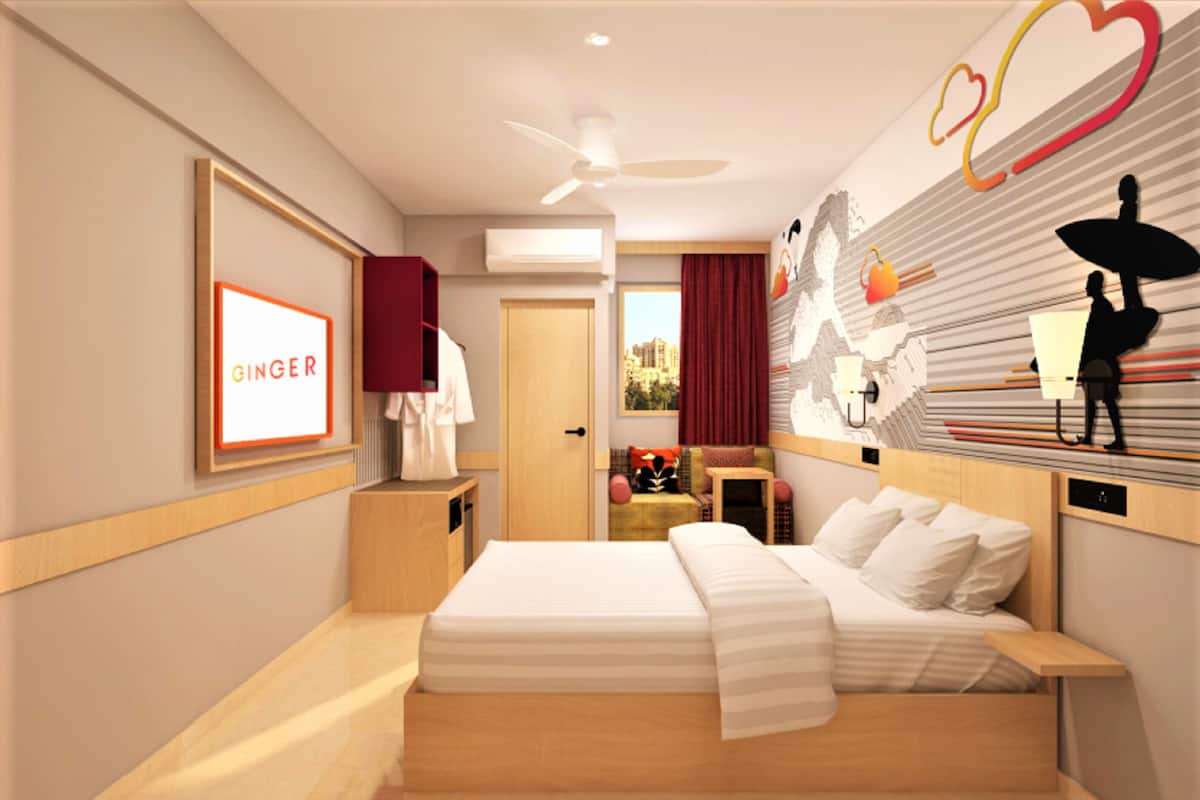 D-Luxe Queen Room | Bộ trải giường bằng vải cotton Ai Cập, bộ đồ giường cao cấp, minibar 