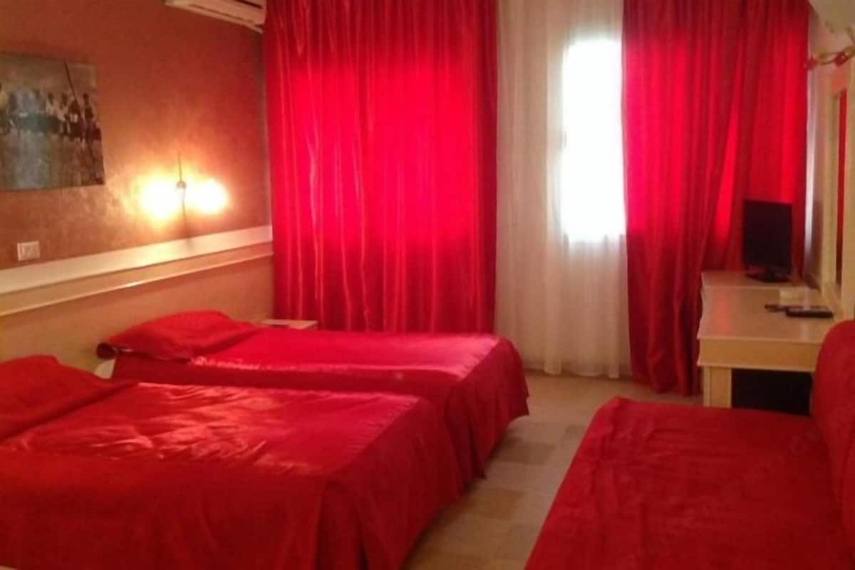 Desk, bed sheets